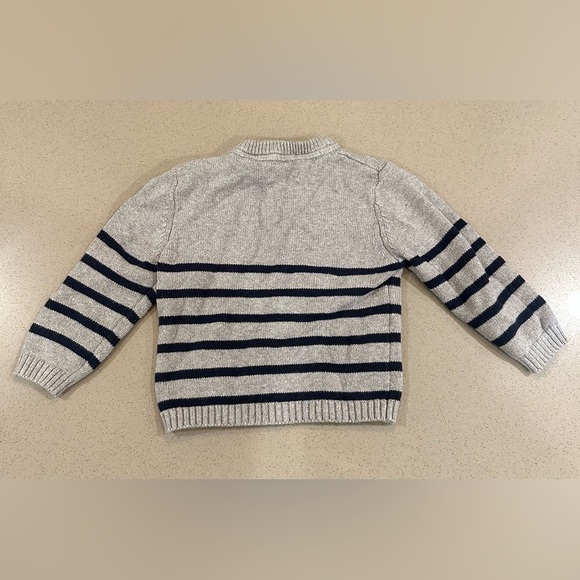 MNG Mango Kids Grey Striped Knit Crewneck Sweater Size 12-18 Months - Picture 3 of 5